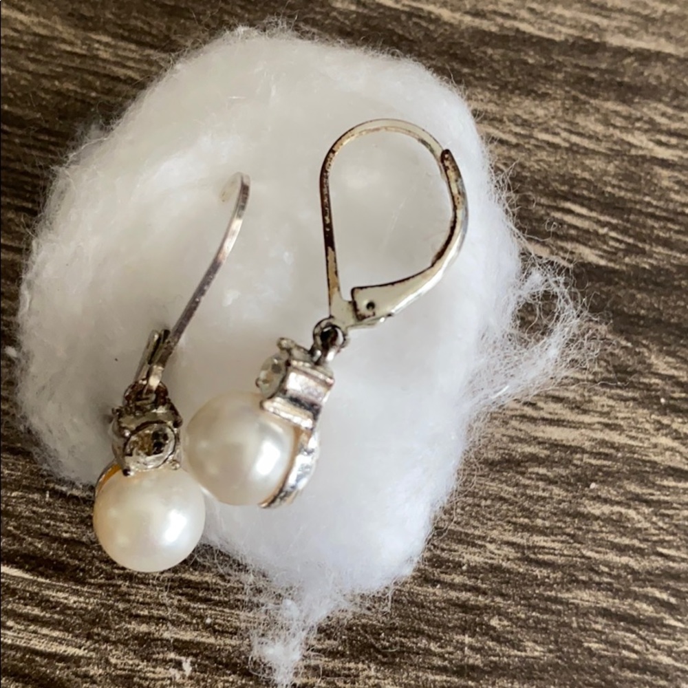 Pearl and rhinestone earrings